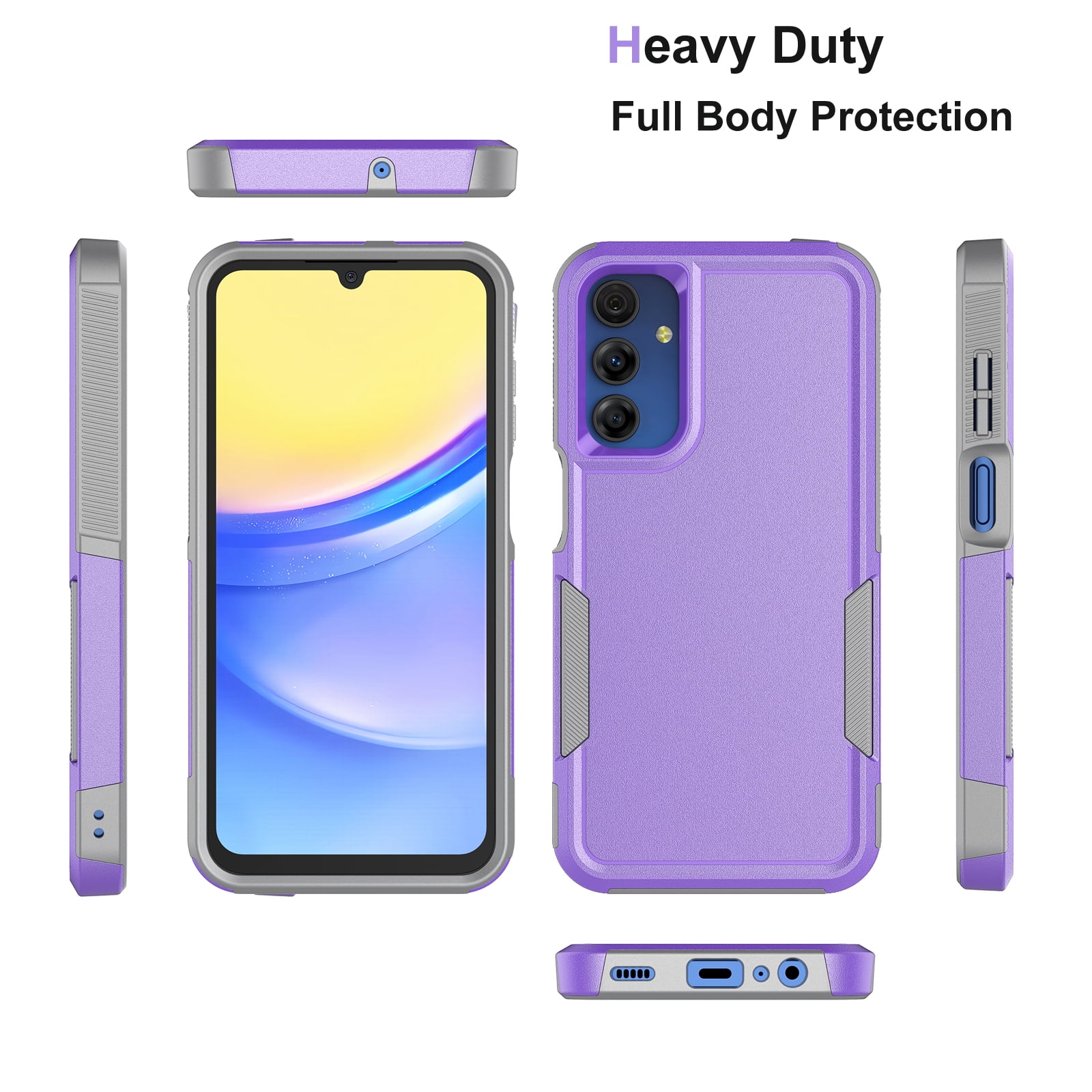 for Galaxy A15 5G Case,Samsung A15 5G Sturdy Case,Njjex Shockproof Dual Layer Rugged Full-Body Protective Phone Cover,2 in 1 Silicone Rubber Phone Case for Samsung Galaxy A15 5G 6.5" - Purple 2024 - for Galaxy A15 5G Case,Samsung A15 5G Sturdy Case,Njjex Shockproof Dual Layer Rugged Full-Body Protective Phone Cover,2 in 1 Silicone Rubber Phone Case for Samsung Galaxy A15 5G 6.5" - Purple 2024 -