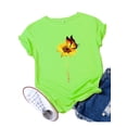 thumbnail image 1 of Innerwin T-Shirt Papillon Imprimé Lettres pour Femmes Manches Courtes Basiques Vert P, 1 of 5