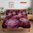 thumbnail image 1 of Flower Fitted Sheet Set with Pillowcase 3D Rose Printed Bedding Set Home Bedroom Decor,Full(54"x75"), 1 of 5