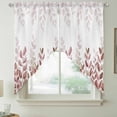 thumbnail image 2 of Spring Reddish Brown Eucalyptus Swag Valances for Windows, Kitchen Window Curtains Over Sink, Botanical Leaf Country Window Treatment Curtains for Living Room/Bedroom Curtains 2 Panel Sets 36"x45", 2 of 8