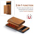 thumbnail image 6 of Back Wallet Case for Google Pixel 7 Pro, Detachable Card Slots Holder Kickstand Magnetic Closure Cover with Premium PU Leather Soft Silicone Shockproof Drop Resistant Protective Case,Brown, 6 of 9