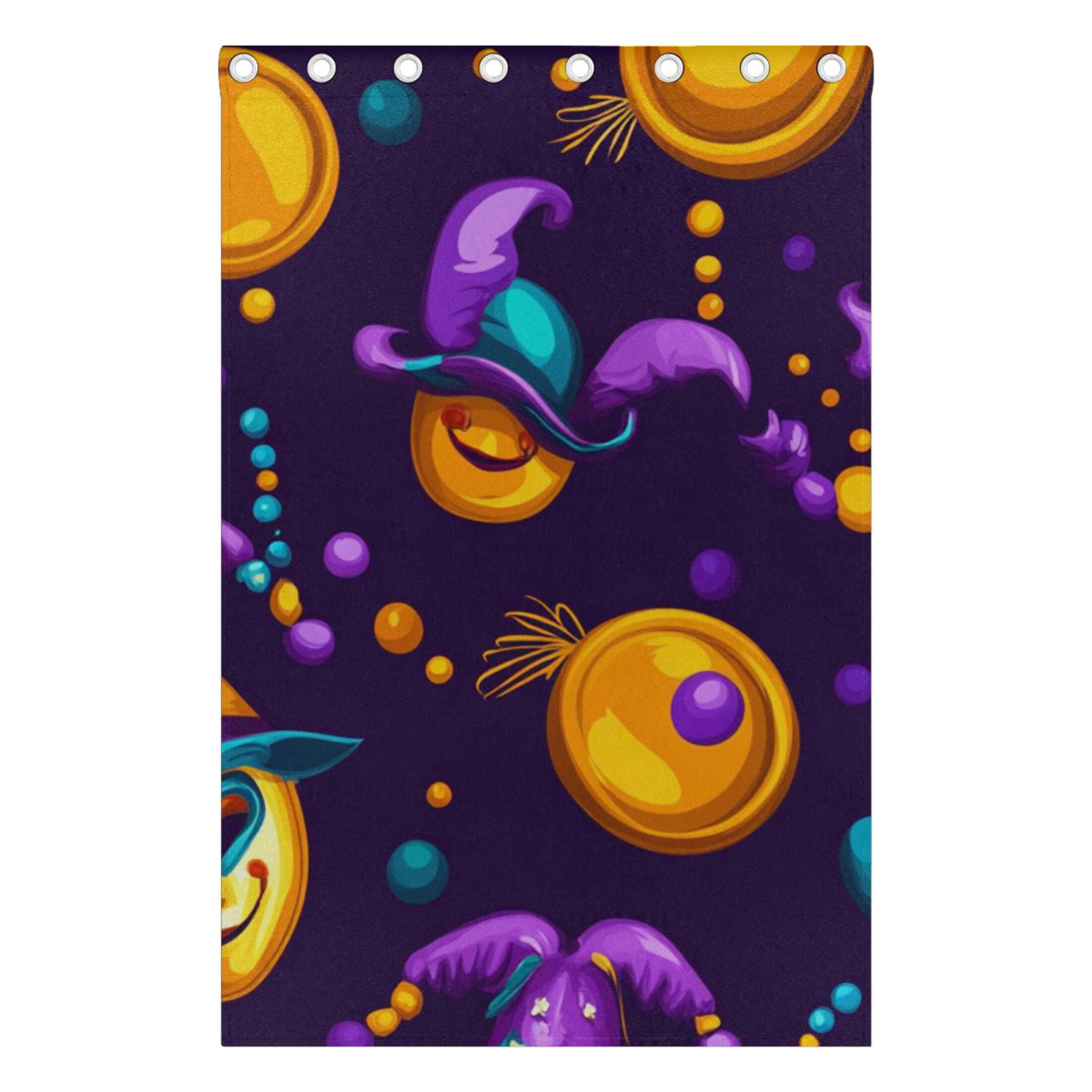 Colorful Mardi Gras Masks and Beads Blackout Curtains for Living Room Bedroom 55W x 72/84L Insulated Window Drapes 2 Panels