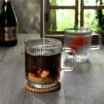 thumbnail image 4 of Ribbed Short Clear Glass Ripple Vintage Glassware Coffee Mug Set with Handle, Four Spoon, 12 oz, 4 Piece Set for Latte Milk Coffee Tea Juice Drinks (350 ml ), 4 of 8