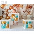 thumbnail image 6 of Cheinxy 1st Birthday 'ONE' Decorations Boxes for Boys Girls - Clear Cube Blocks 'ONE' Letters for Cake Smash Photoshoot Props & Backdrop(White), 6 of 7