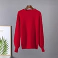 thumbnail image 2 of Busydd Women's Sweaters Fashion Solid Color Long Sleeve Crewneck Sweater Women Knit Ribbed Pullover Sweaters for Women Free Size, 2 of 6