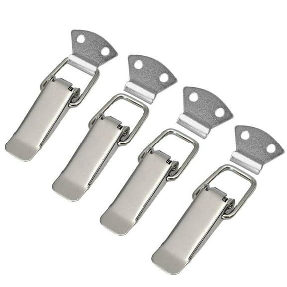 Topboutique Toggle Latch,4 Pcs Sofa Connectors to Make Sectional Stay,Stainless Steel Tone Spring Loaded Straight Loop Locks & Latches Draw Latch,Hardware Accessories for Sofa,Wooden Box,Silver