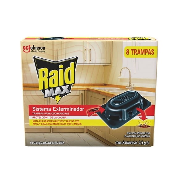 Trampas para Cucarachas Raid Max Plaguicida de Uso Domestico 8 Trampas