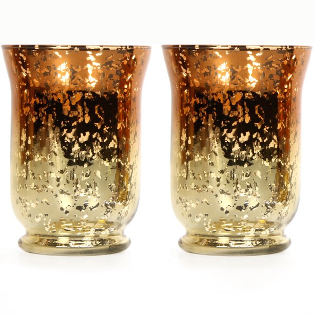 Mainstays Ombre Mercury Glass Hurricane, Set of 2