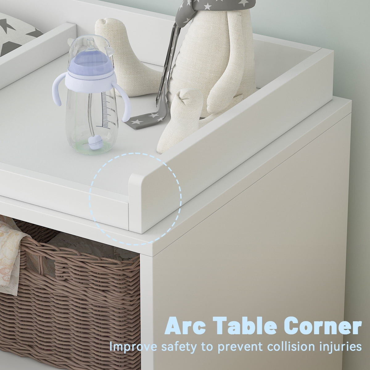 OXYLIFE Baby Changing Table Dresser Nursery Chest with Storage-Infant & Toddler, 5 Drawers, White