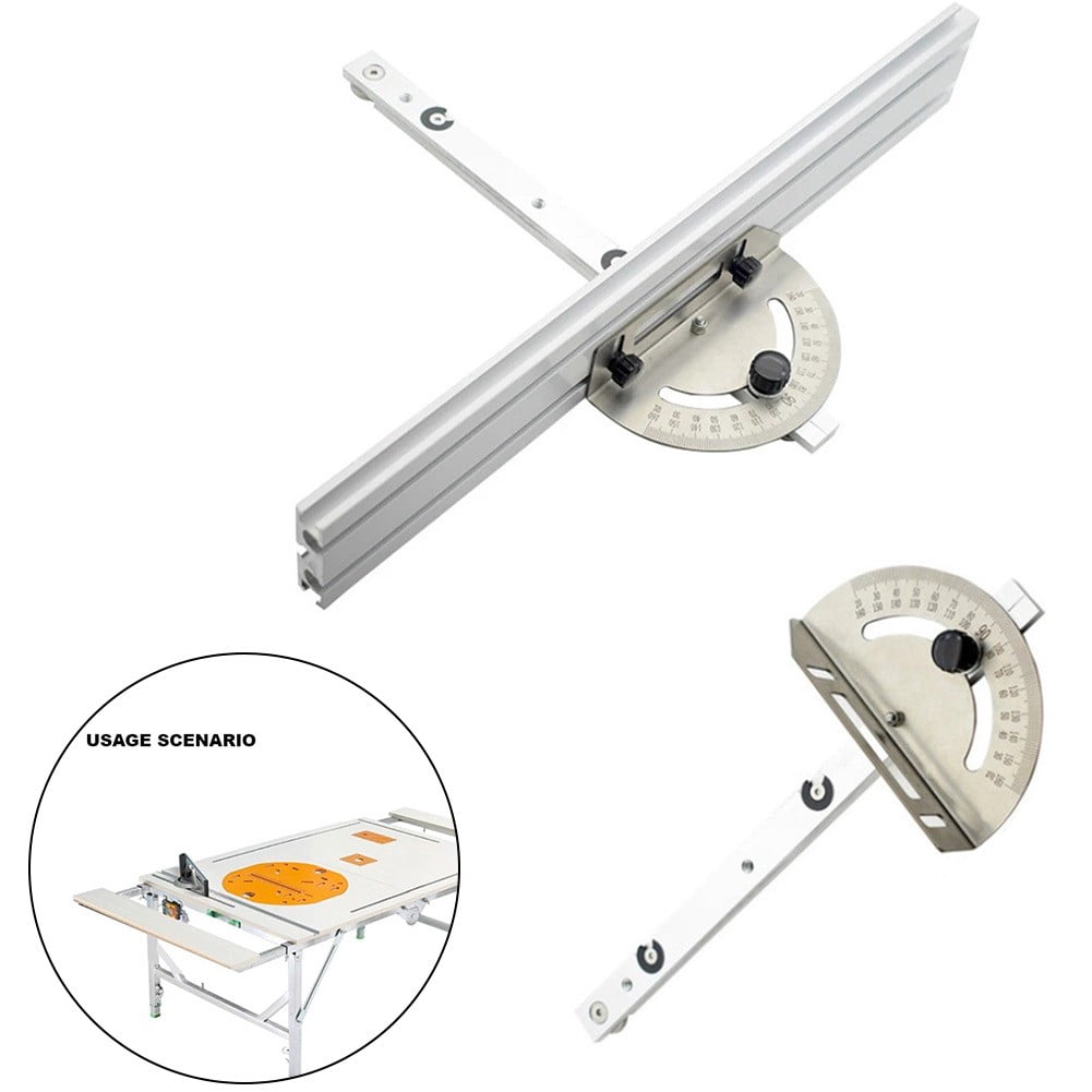 Woodworking Table Saw Adjustable Angle Ruler Miter Gauge with Track Stop Backer A