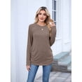 thumbnail image 5 of Womens Sweaters Long Sleeve Shirts Fall Fashion Trendy Tops Ruched Outfits Winter Clothing Coffee S, 5 of 9