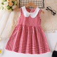 thumbnail image 2 of Hinvhai Robe en Coton pour Tout-Petites Filles en Liquidation à Volants Dos Nu Sans Manches Évasée Enfants à Carreaux Décontractée Robes Rouge 4 Ans(4 Ans), 2 of 3