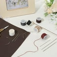 thumbnail image 3 of 6 Rolls 6 Colors 65.64 Yards Waxed Flat Polyester Cord Kit Wax Beading Coated String Cords with Leather Upholstery Repair Iron Needle for Bracelet Making Hand Stitching DIY Craft Supply, 3 of 7