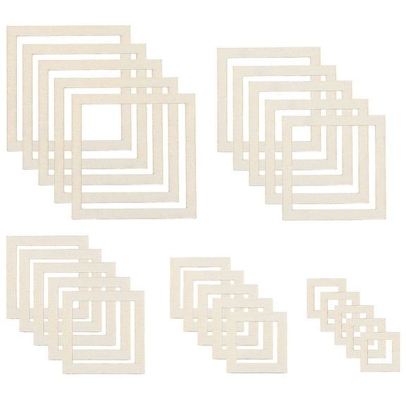 100pcs Small Wood Photo Frames 5 Sizes Bisque Square Unfinished Square Frames Dollhouse Accessories DIY