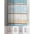 thumbnail image 6 of Blue Wood Grain Sheer Curtains 72 Inch Length 2 Panels Set, Farmhouse Vintage Shabby Geometric Voile Window Treatment Rod Pocket Curtains Sheers Drapes for Bedroom/Living Room/Kitchen 52"x72"x2, 6 of 7