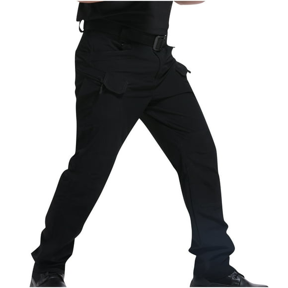 TopLLC Men's Multiple Pockets Cargo Pants Waterproof Solid Outdoor Tactical Light Weight Solid Stretch Fitness Track Jogging Hiking Sweatpants Work Pants