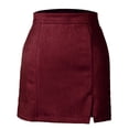 thumbnail image 2 of SWSMCLT Women's Bodycon Mini Sexy Fashion High Waisted Skirt A-Line Side Slit Mid-Thigh Length Burgundy 4-6, 2 of 4
