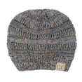 thumbnail image 2 of C.C BeanieTail Cotton Blend All Season Daily Messy High Bun Ponytail Beanie Hat, Confetti Navy, 2 of 3