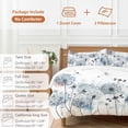 thumbnail image 6 of 3 Piece Blue Teal Dandelion Duvet Cover Set Full Size, Microfiber Comforter/Quilt Cover with Corner Ties and 2 Pillowcases, Dragonfly Modern Art Watercolor All Season Soft Bedding with Zipper Closure, 6 of 8