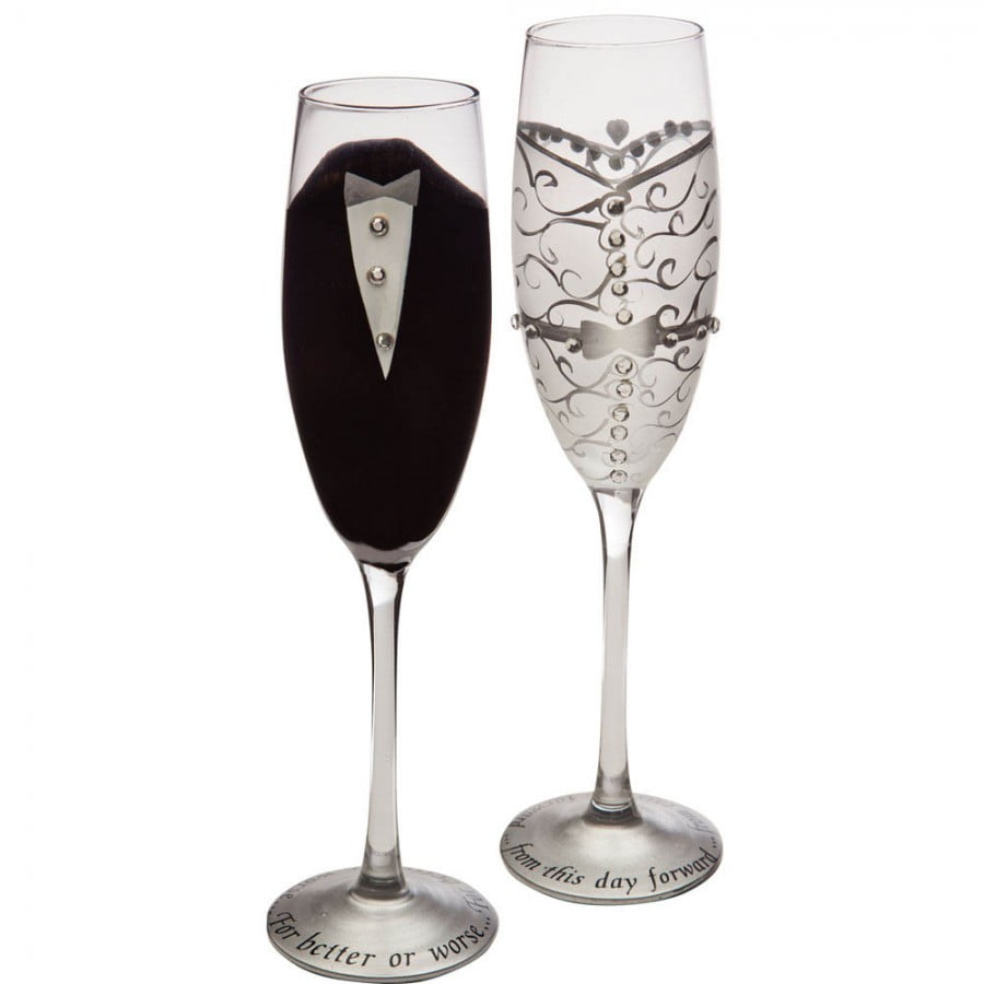Evergreen Beautiful Wedding Champagne Flute Gift Set 2 x 3 x 10