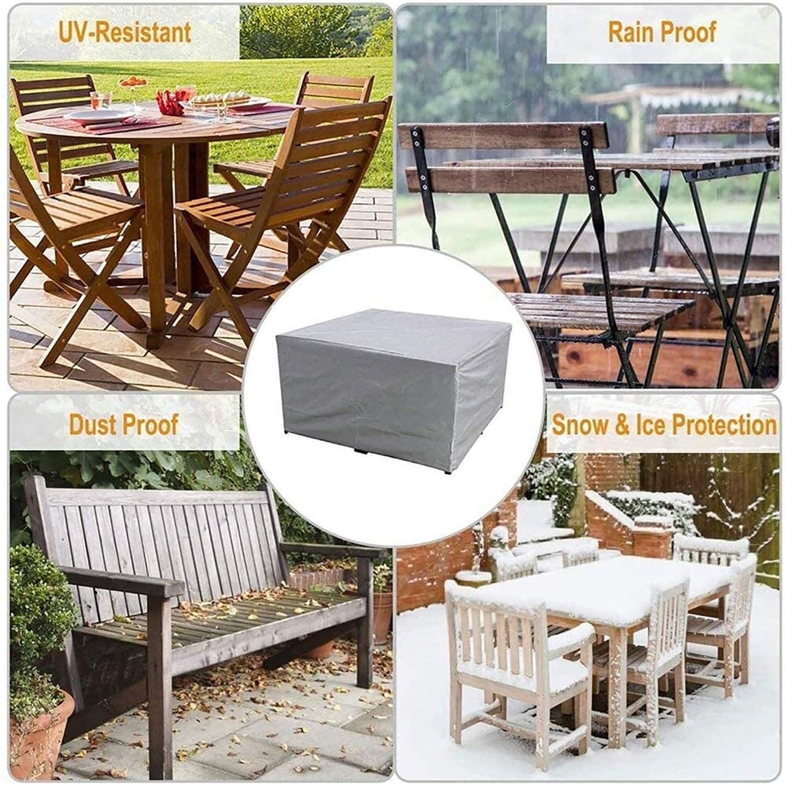 Garden Table Cover, Outdoor Furniture Winter Storage Tarpaulin, Waterproof Polyester PVC Furniture Cover for 4-Seater Set, Patio, and Table Protection
