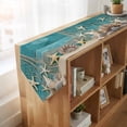 thumbnail image 4 of Teal Beach Coastal Table Runner Linen Burlap Table Runner 72 Inches Long Summer Ocean Starfish Shell Conch Dresser Scarves for Kitchen Island Coffee Dining Party Wedding Banquet Holiday Decor 16"x72", 4 of 8