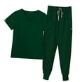 thumbnail image 3 of Conjunto de uniforme para mujer, traje cómodo, sencillo, con múltiples bolsillos, ligero, escote en V, duradero, informal, pantalones de , Verde m Color verde M Salvador Blusa y pantalones médicos, 3 of 10