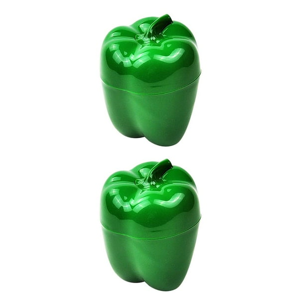 Inteprter Caja de almacenamiento de alimentos en forma de vegetales Recipiente de frutas de mantenimiento fresco reutilizable de plástico Conservador de Pimiento verde 9.5x9.8x11.5cm 2piezas Inteprter CBP032407