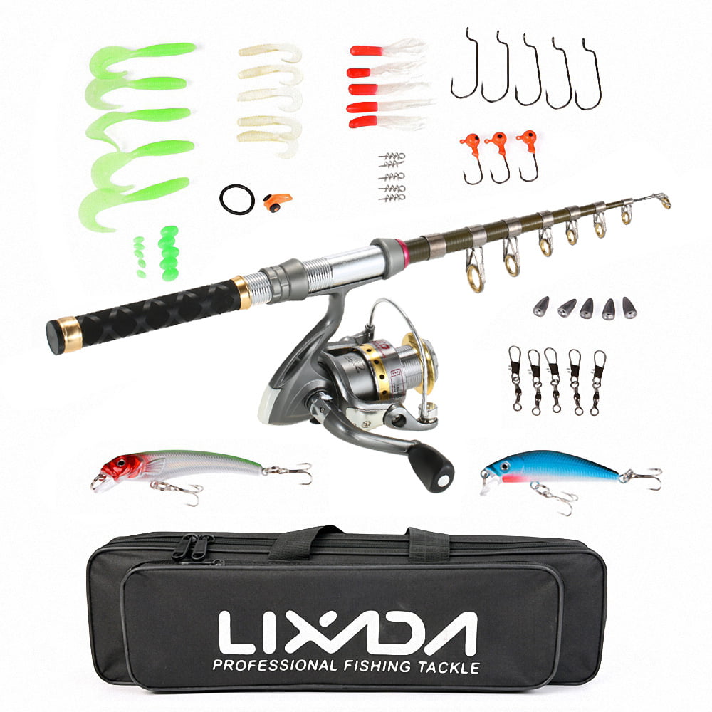Fishing Rod Reel Combo Carbon Fiber Telescopic Spinning Fishing Pole Tackle Gear 