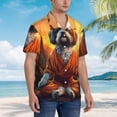 thumbnail image 3 of Pofeuu Cartoon Puppy Sunset Print Hawaiian Shirt for Men Sleeves Casual Button Down Summer Beach Dress Shirts T-Shirts,XX-Large, 3 of 7