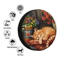 thumbnail image 4 of Sikiie Sleeping Cat Flowers PVC Leather Spare Tire Wheel Cover Spare Tire Cover, for Car Truck SUV Camper Trailer Universal Fit(14-17in)-14 inch, 4 of 6