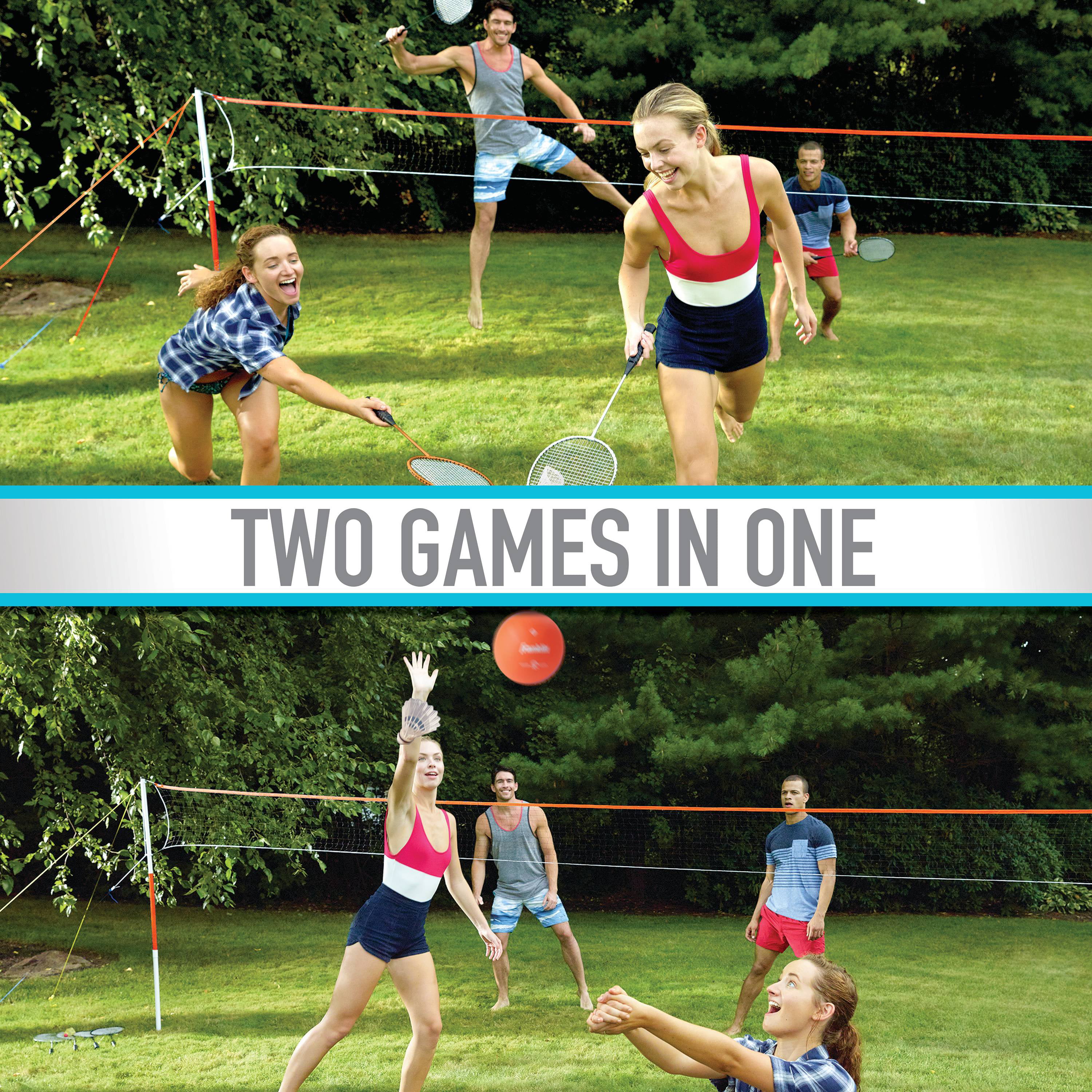  Franklin Sports Volleyball & Badminton Combo Set - Portable  Backyard Volleyball & Badminton Net Set - Volleyball, Rackets & Birdie  Included - Pro : Sports & Outdoors