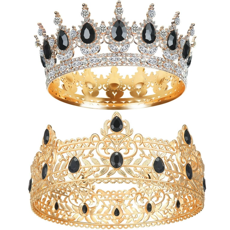MTLEE King Crowns for Men Royal Crown with Rhinestone Crowns for