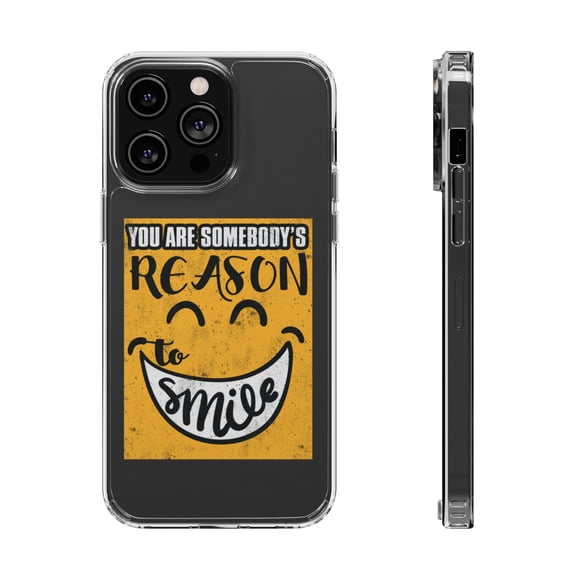 DistinctInk Clear Case for Apple iPhone 15 PRO (6.1" Screen) - Somebody's Reason To Smile