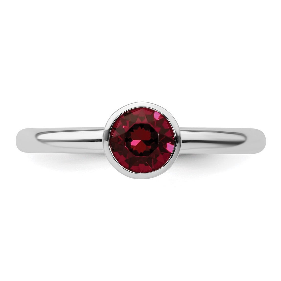 925 Sterling Silver Bezel Polished Stackable High 5mm July Crystal Ring Size 5 Stackable Ring for Women