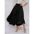 thumbnail image 6 of sicmoss Women's Black High Waisted Bohemian Maxi Skirt, Side Slit Flowy with Pockets, 6 of 8