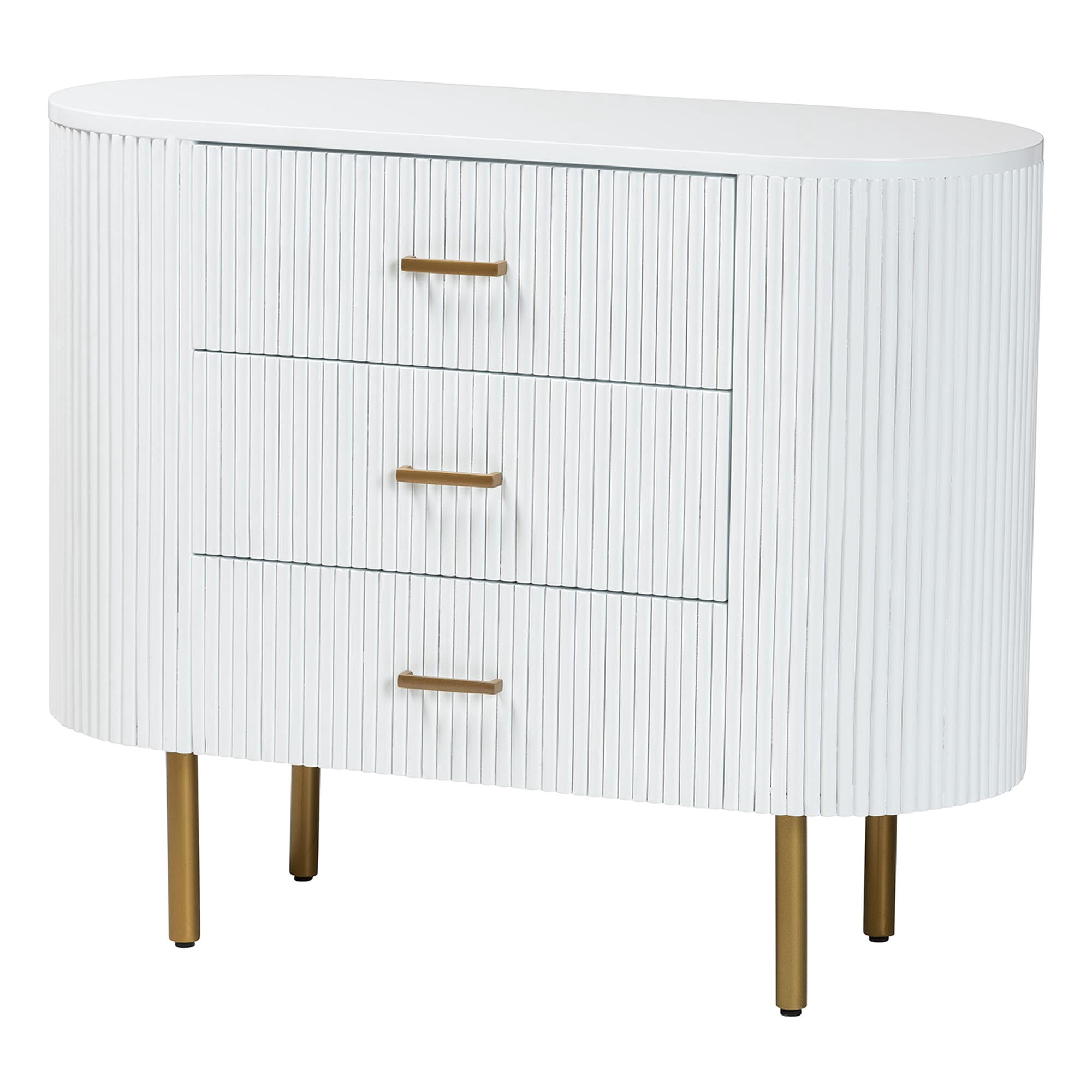bali & pari Beyla Mid-Century Dresser, 3-Drawer, White