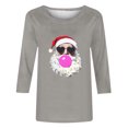 thumbnail image 3 of Fiudx Camisas para Mujer Camiseta de Manga 3/4 con Cuello Redondo y Estampado Navideño para Mujer, Jersey con Cuello Redondo, Top/Camisa de Manga Larga con Cuello Redondo, 3 of 3