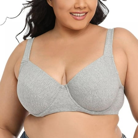 

Spdoo Women s Ultra-thin Cotton Wide Shoulder Strap Steel Rim Large Size for Womens Bra Print Underwear Gray 36