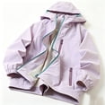 thumbnail image 5 of BCSIOAOI Girls Sweater,Hooded Elastic Cuffs Zipper Windproof Outdoor Jacket with Pockets Purple 5-6 Years, 5 of 6