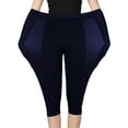 thumbnail image 1 of Frontwalk Capri Leggings for Women Plus Size Stretch Cotton Sleepwear Oversized Lightweight Yoga Cropped Pants Bottoms Navy Blue 3XL, 1 of 2