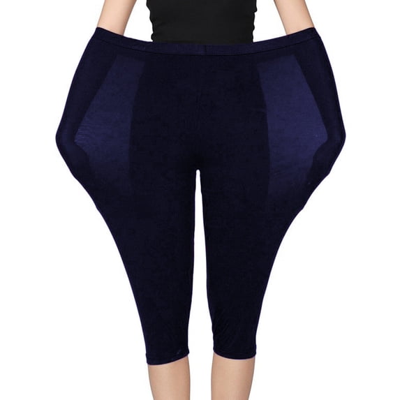 Frontwalk Capri Leggings for Women Plus Size Stretch Cotton Sleepwear Oversized Lightweight Yoga Cropped Pants Bottoms Navy Blue 3XL