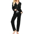 thumbnail image 2 of Conjunto de pijamas SWOMOG de manga larga para mujer S-XXL, negro y gris, 2 of 6