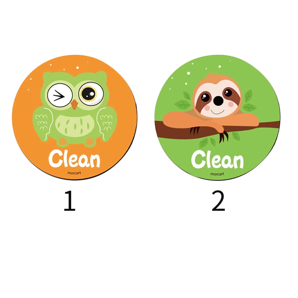 Double Sided Flip Round Cute Cartoon Dishwasher Magnet Sign Clean Dirty Funny 