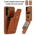 thumbnail image 2 of ELEHOLD Samsung Galaxy S23 Plus Wallet Case, Flip Card Slots Magnetic Button Kickstand Function Non-Slip Wristband Crossbody Shoulder Strap for Samsung Galaxy S23+ Fashion Leather Case,Brown, 2 of 8