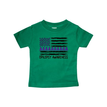 

Inktastic Epilepsy Awareness Purple Ribbons and Flag Gift Baby Boy or Baby Girl T-Shirt