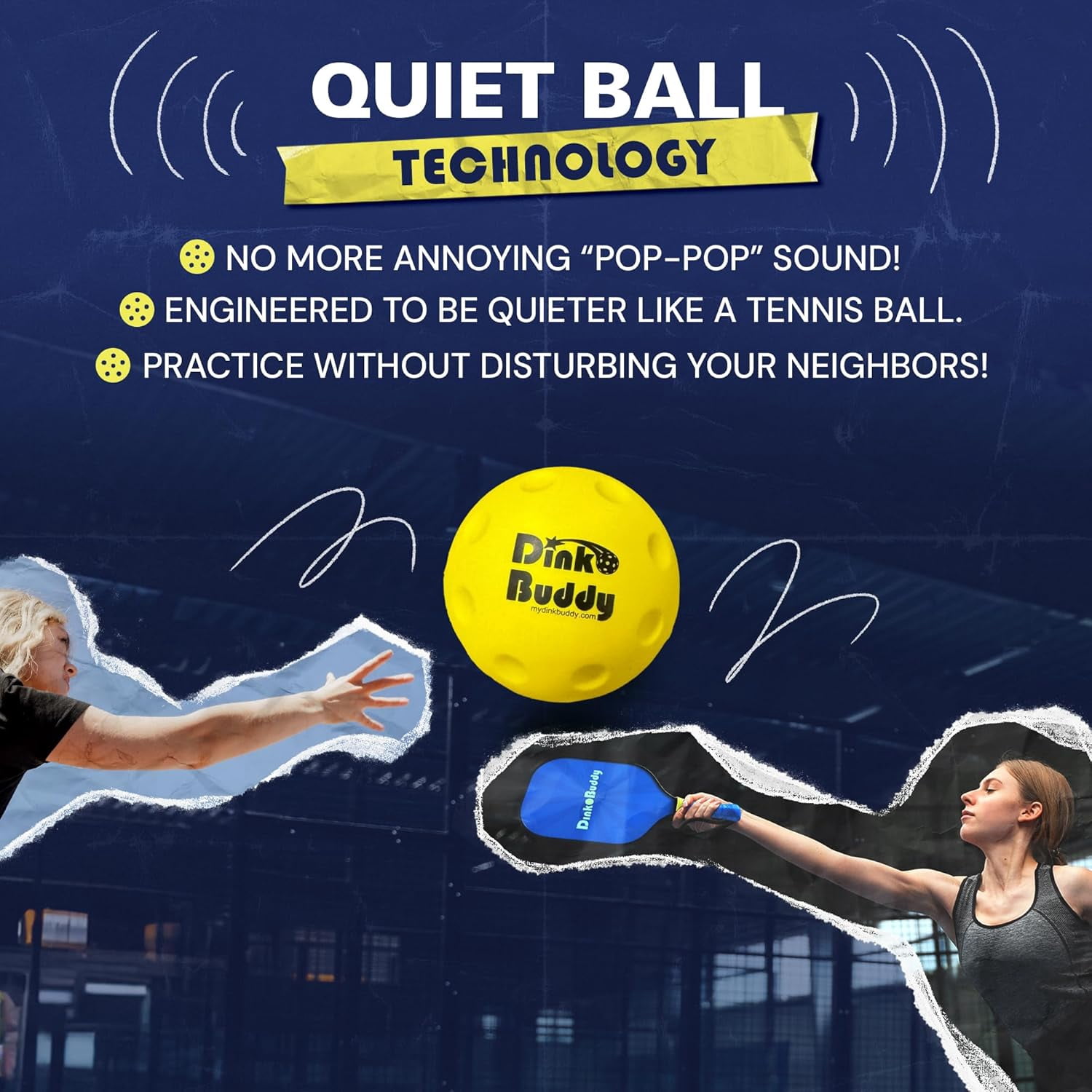 Dink Buddy - Trainer Kelso Pickleball, PU Foam Pickleball Balls for Reduced Noise, Enhances Hand-Eye Coordination, Indoor & Outdoor Use, Trainer 8-Pack 67-mm Lemon Yellow Balls