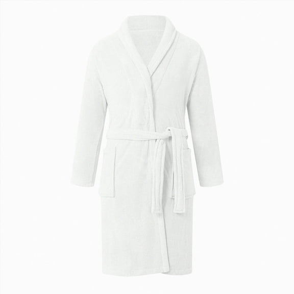 NOLDARES Mens Robe Cotton Bathrobe Soft Terry Cloth Towel Bath Robe for Men(White,One Size)