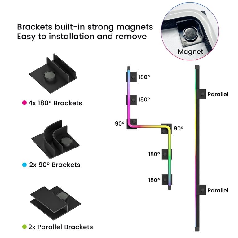 Vetroo Magnetic ARGB LED Light Strips For PC - 5V 3-PIN, Compatible With Aura Sync, RGB Fusion
