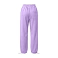 thumbnail image 6 of Loose Fit Cuffed Sweatpants for Women Elastic Waist Ribbed Cuffed Ankle Tapered Casual Athletic Workout Lounge Fall Winter Everyday Pants with Pockets, 6 of 7